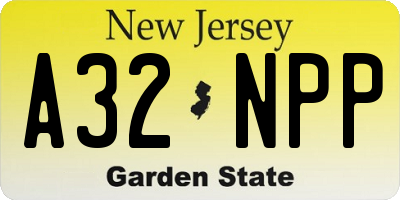 NJ license plate A32NPP