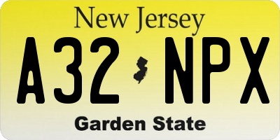 NJ license plate A32NPX