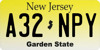 NJ license plate A32NPY