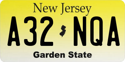 NJ license plate A32NQA