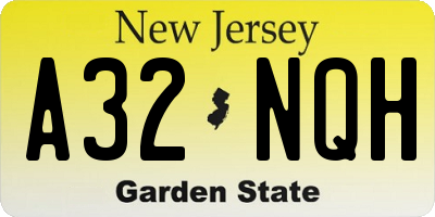 NJ license plate A32NQH