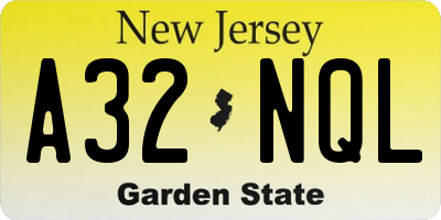 NJ license plate A32NQL
