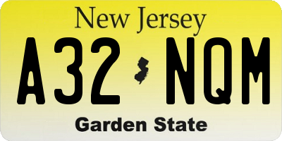NJ license plate A32NQM