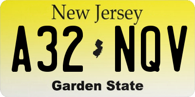 NJ license plate A32NQV