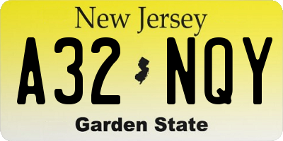 NJ license plate A32NQY