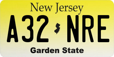 NJ license plate A32NRE