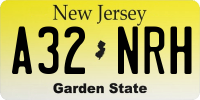 NJ license plate A32NRH