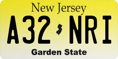 NJ license plate A32NRI
