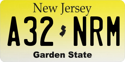 NJ license plate A32NRM