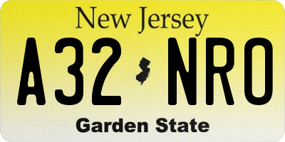 NJ license plate A32NRO