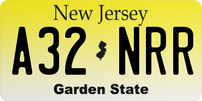 NJ license plate A32NRR