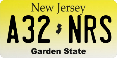 NJ license plate A32NRS