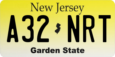 NJ license plate A32NRT