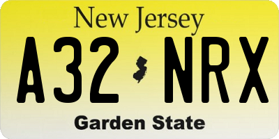 NJ license plate A32NRX