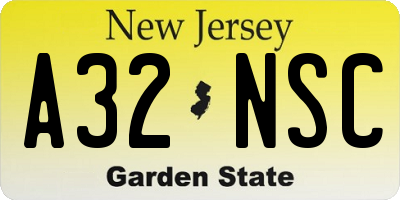 NJ license plate A32NSC