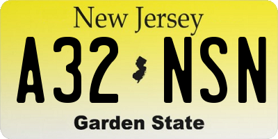 NJ license plate A32NSN