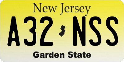 NJ license plate A32NSS