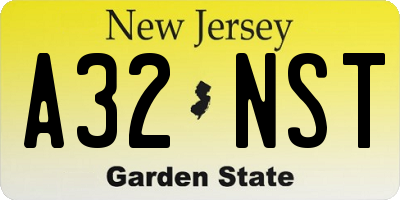 NJ license plate A32NST