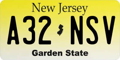 NJ license plate A32NSV