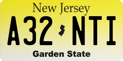 NJ license plate A32NTI