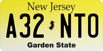 NJ license plate A32NTO