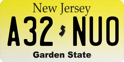 NJ license plate A32NUO