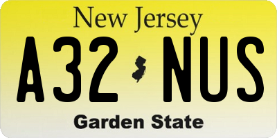 NJ license plate A32NUS