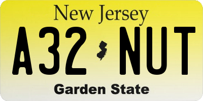 NJ license plate A32NUT