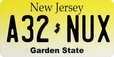 NJ license plate A32NUX