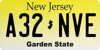 NJ license plate A32NVE