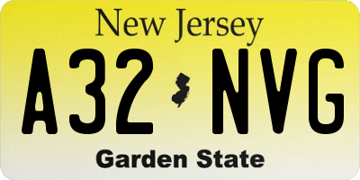 NJ license plate A32NVG