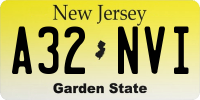 NJ license plate A32NVI
