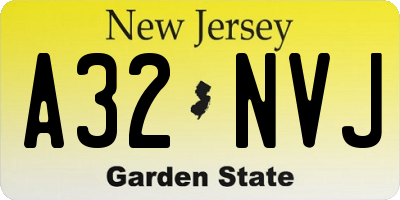 NJ license plate A32NVJ
