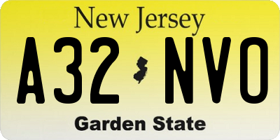 NJ license plate A32NVO