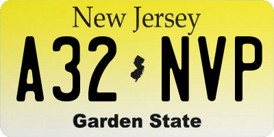 NJ license plate A32NVP