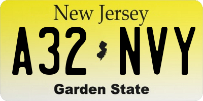 NJ license plate A32NVY