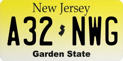 NJ license plate A32NWG