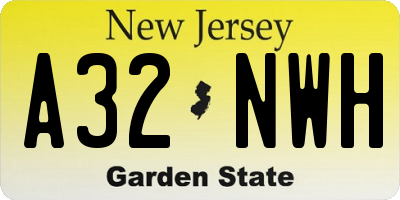 NJ license plate A32NWH