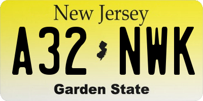 NJ license plate A32NWK