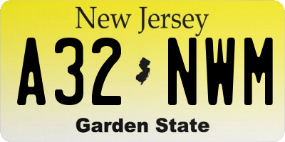 NJ license plate A32NWM
