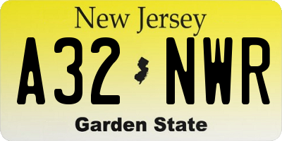NJ license plate A32NWR