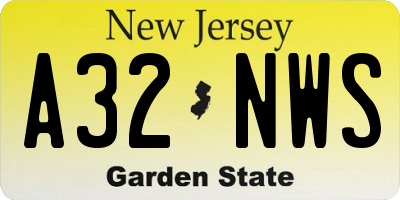 NJ license plate A32NWS