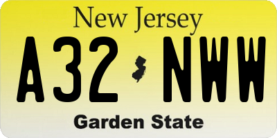 NJ license plate A32NWW