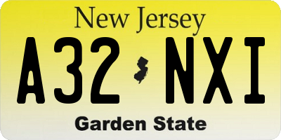 NJ license plate A32NXI
