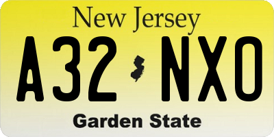 NJ license plate A32NXO