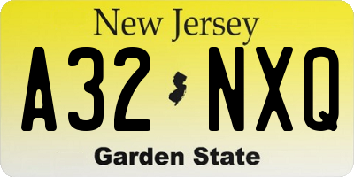 NJ license plate A32NXQ