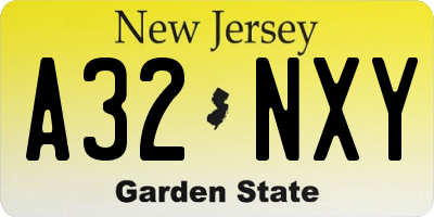 NJ license plate A32NXY