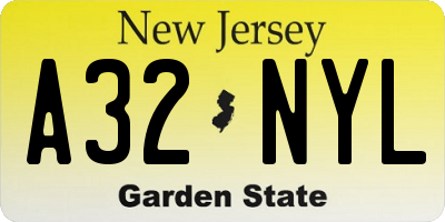 NJ license plate A32NYL
