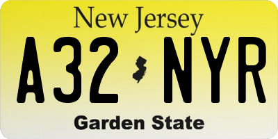 NJ license plate A32NYR
