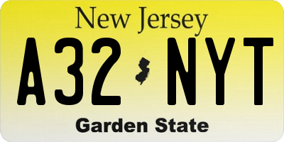 NJ license plate A32NYT